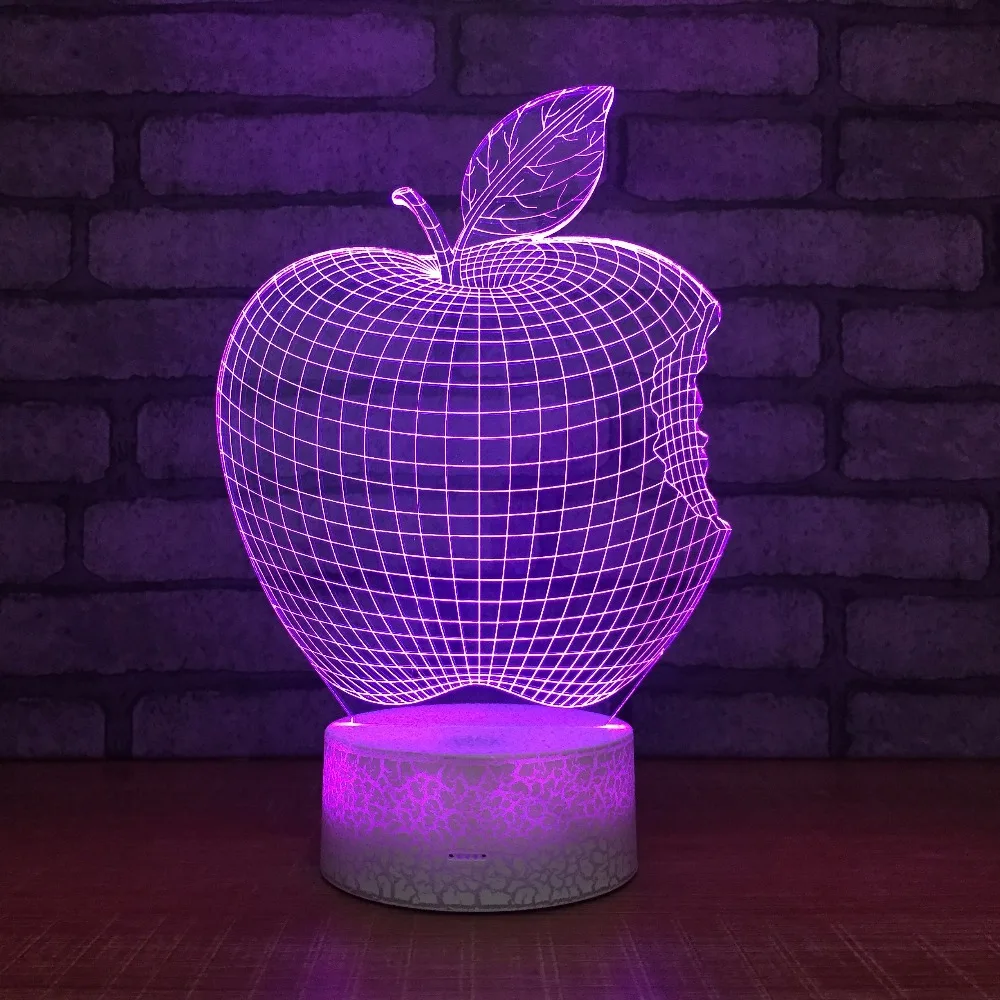 7 Krāsas, Radošo 3D Apple Nakts Gaisma USB Led Touch Switch Mājas Dekoru, Galda, Galda lampas Bērnu Dāvanu