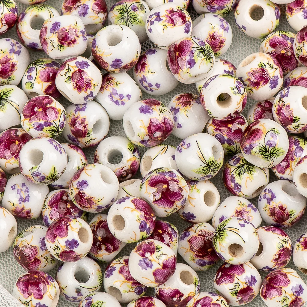8# 100gab Jingdezhen Ziedu, Keramikas Pērles String Pārdot Ar Somas Procelain Par Rotu Padarot Daudz Pērlīšu #A401A