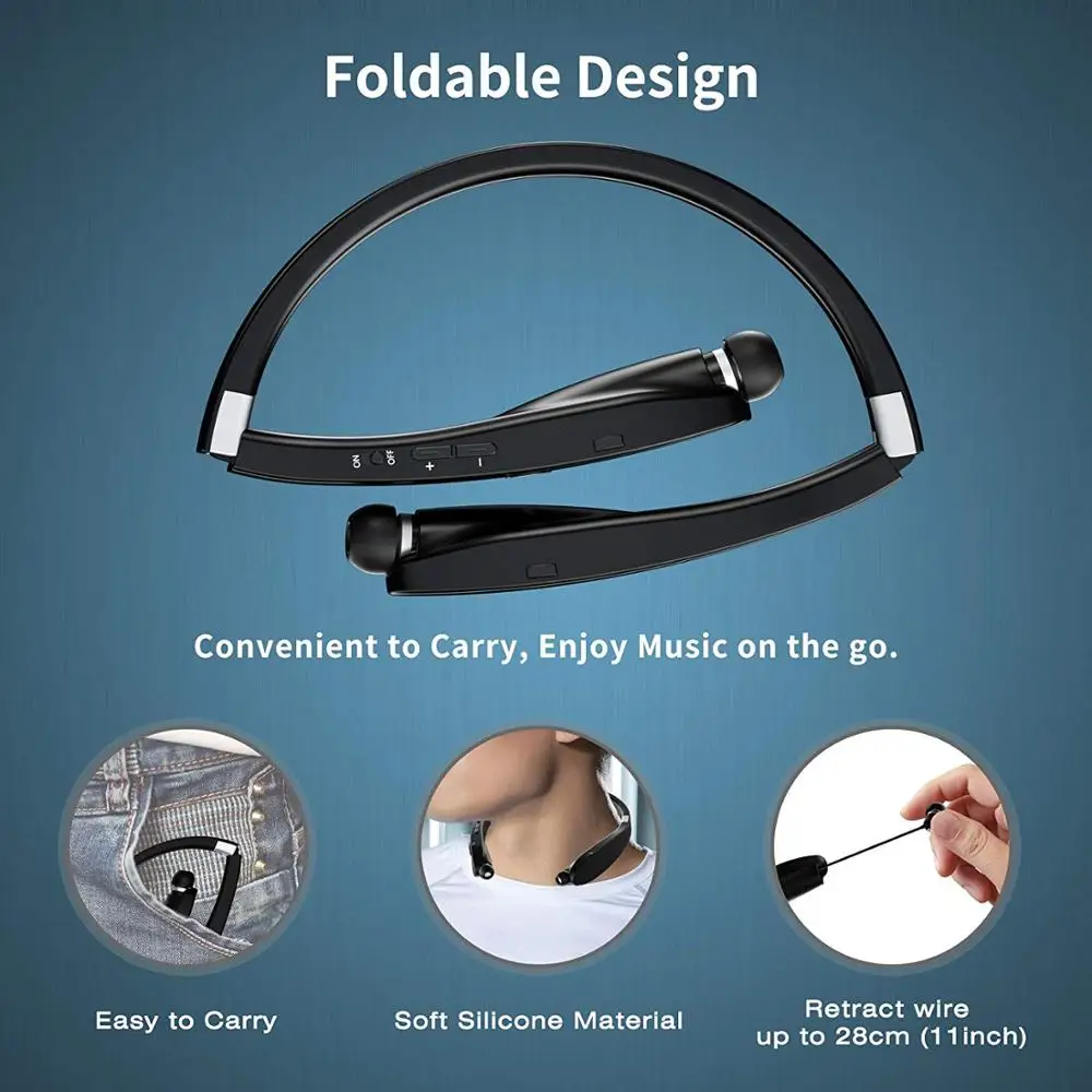 Amorno Neckband Earbuds 5.0 Bluetooth Austiņu 3D Stereo Bezvadu Austiņas ar Mic Handsfree Trokšņu Slāpēšanas Sporta Austiņas