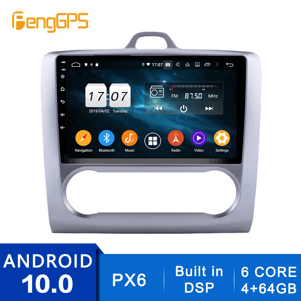 Android 10.0 CD DVD Atskaņotāju Ford Focus 2004. - 2011. Gads Touchscreen Auto AC Multimediju GPS Navigācijas Headunit Radio Carplay PX6 DSP