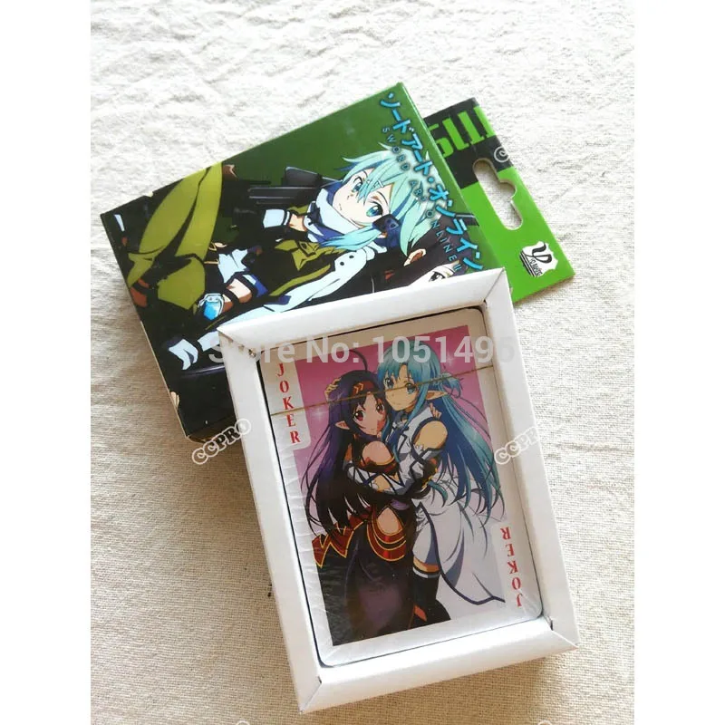 Anime Zobens Mākslas Online Poker Kartes Drukā Ar Kirigaya Kazuto un Yuuki Asuna par Cosplay Aksesuārus vai Dāvanu Vākšanu