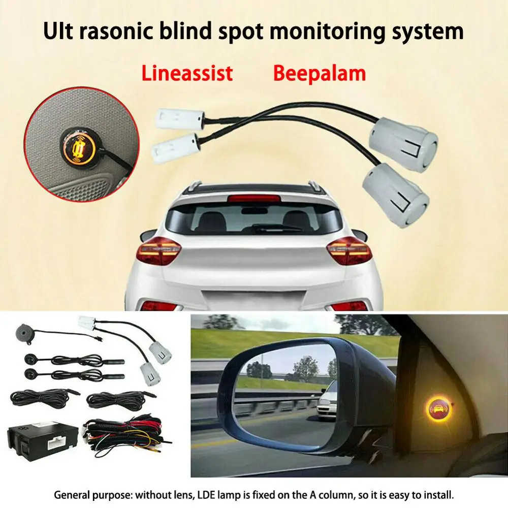 Auto Neredzamās Uzraudzības Sistēma Ultraskaņas Sensors Attāluma Palīdzēt Joslu Maiņa Rīku Blind Spot Spogulis Radaru Noteikšanas Sistēma