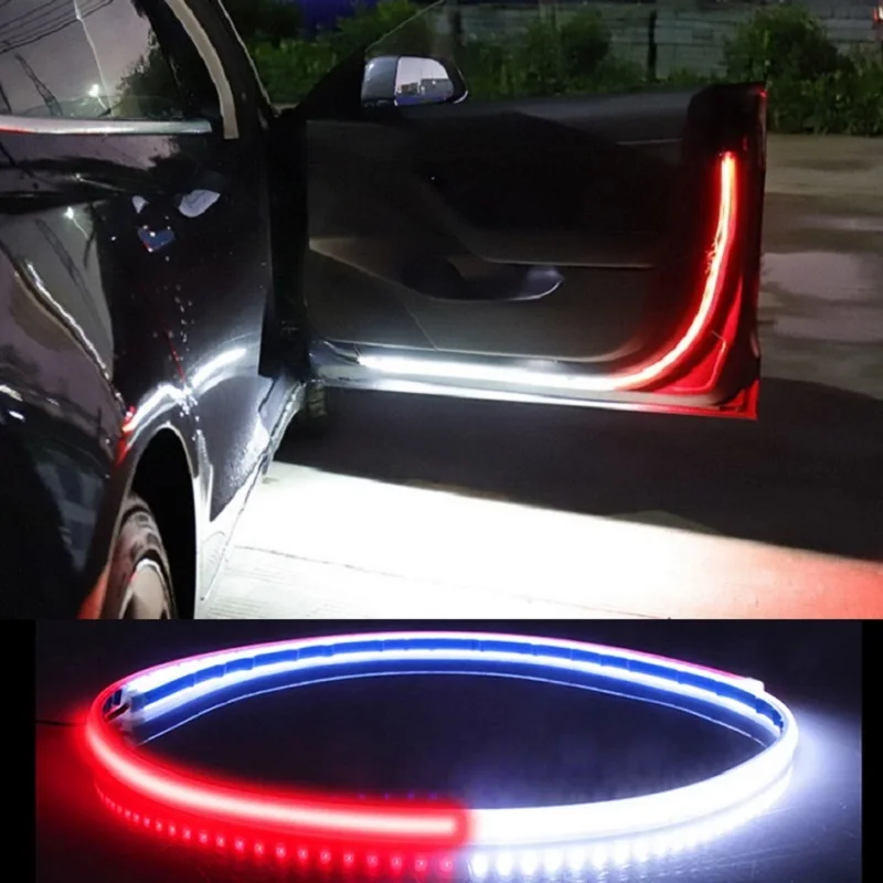 Automašīnas salona Durvju Laipni Gaismas LED Drošības Brīdinājums Strobe Signālu Lampas Sloksnes 120cm Ūdensizturīgs 12V balts sarkans led brīdinājuma gaismas
