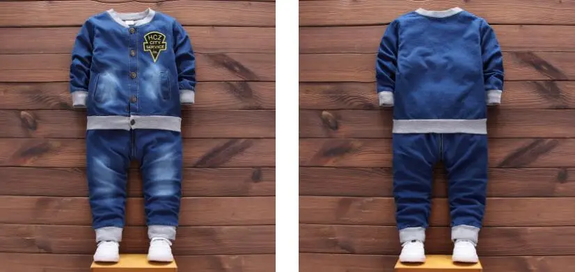 Baby boy džinsa apģērba komplekts bērniem drēbes, zēns uzvalks, virsdrēbes+ džinsa bikses 2 gab. komplekts pavasara rudens toddler zēns noteikti 6M-3T