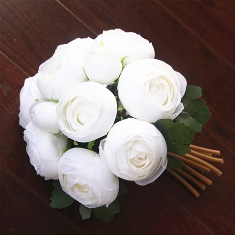 Balto Ziedu Pušķis Zīda Rožu Ziedu balts Pušķis Bridesmaids Pušķi, Mākslīgo Ziedu Pušķi Zīda Rozes