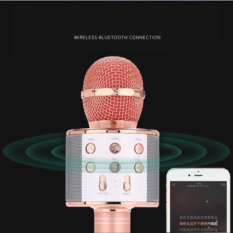 Bezvadu Karaoke Mikrofons Bluetooth Skaļruni Dziesmu Surround Skaņas Balss Q7