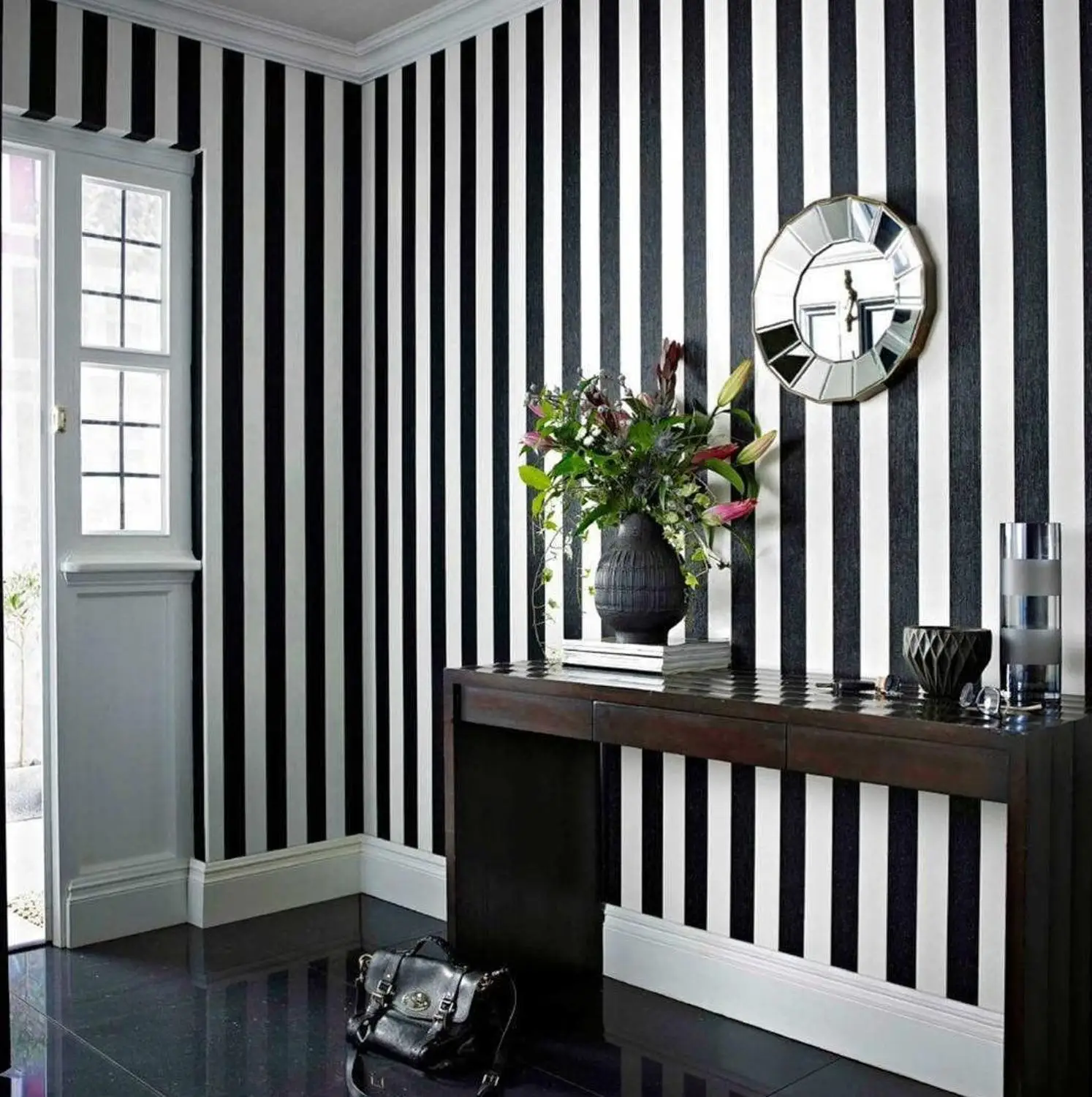 Black&White Vertikālās Svītrās Tapetes (5 m2) Home Decoration Dzīvojamā Istaba Guļamistaba Fona Sienas Aptvert Mūsdienu Luksusa