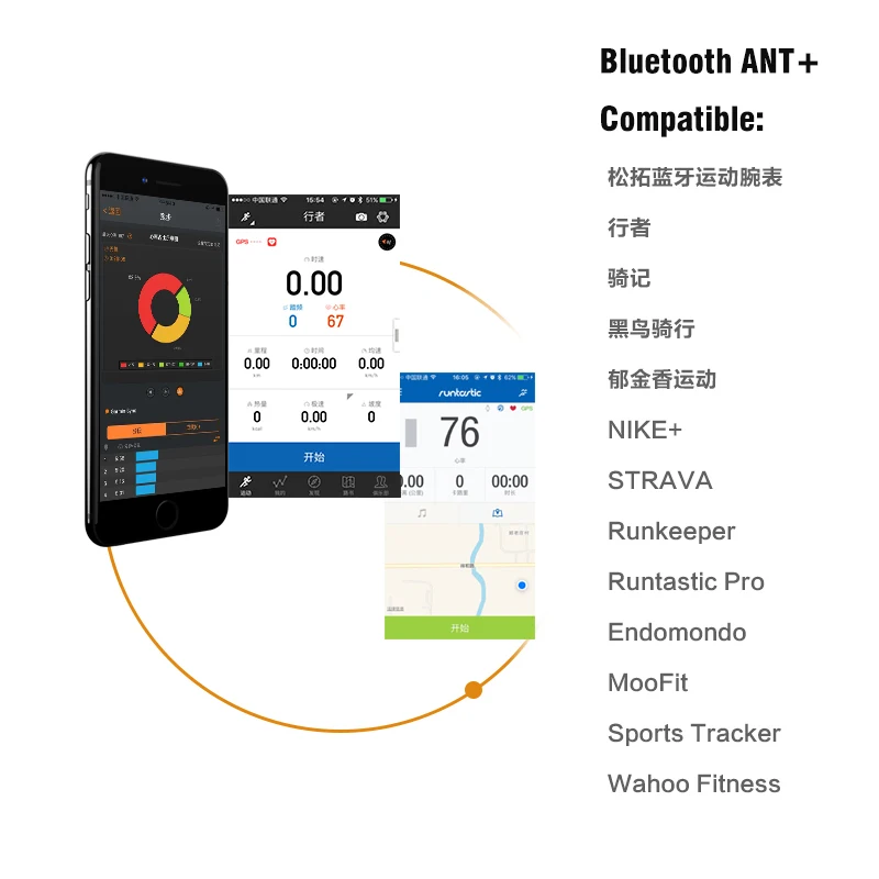 Bluetooth4.0 ANT+Sirds ritma Sensoru Savietojama GARMIN Bryton IGPSPORT Dators, kas Darbojas Sporta Velosipēds Sirds Monitoru Krūšu Siksnu