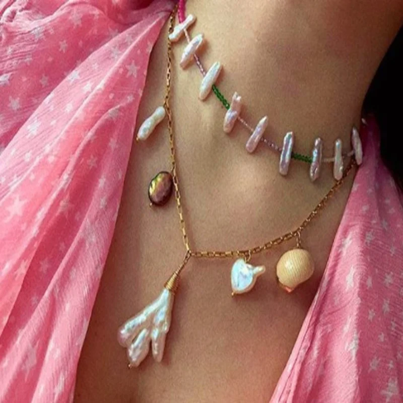 Boho Roku darbs, Neregulāras dabīgā akmens Kaklarota femme bohēmijas sānslīdi kaklasaite jūras puka Laikā Shell kaklarota sievietēm jewellry