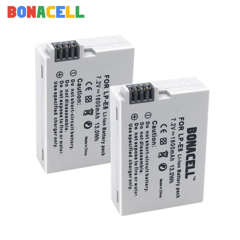 Bonacell LP-E8 LP E8 LPE8 Kameru Baterijas +Dual Lādētāju Canon EOS 550D 600D 650D 700D Kiss X4 X5 X6i X7i Rebel T2i T3i T4i