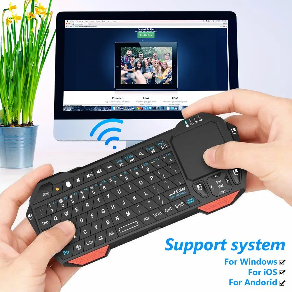 BT05 Mini Bluetooth Bezvadu Tastatūra ar Touchpad par iOS, Android, Smart TV PC
