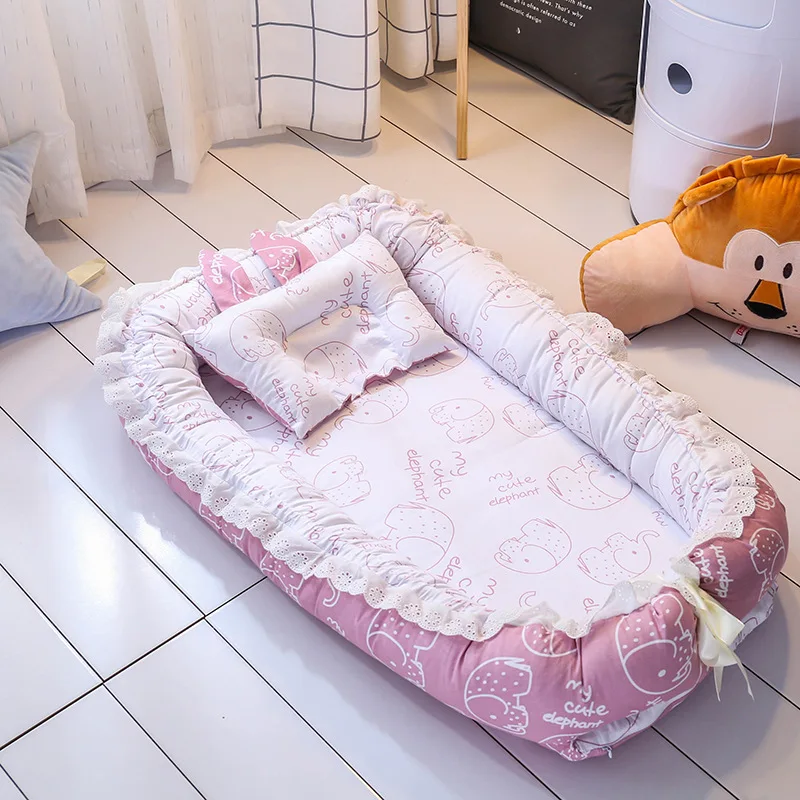 Bērnu Ligzdu Gulta ceļojumu gultiņa bērnu gultas Zīdaiņu CO Miega Kokvilnas Šūpuļa Portatīvo Pieglausties 90*55cm Jaundzimušo Bērnu pīts šūpulis BB artefakts