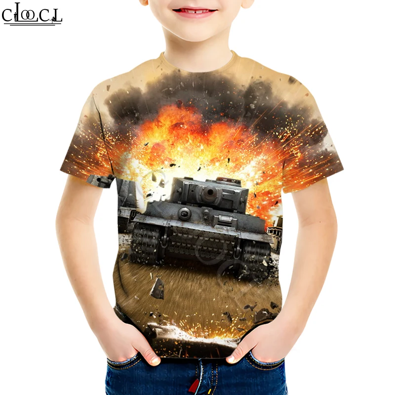 Bērnu no 4 Līdz 13 Gadiem Bērniem Spēles World of Tanks T Krekls Zēnu, Meiteni, 3D Druka Īsām Piedurknēm Apģērbs Pusaudžiem, Modes Topi