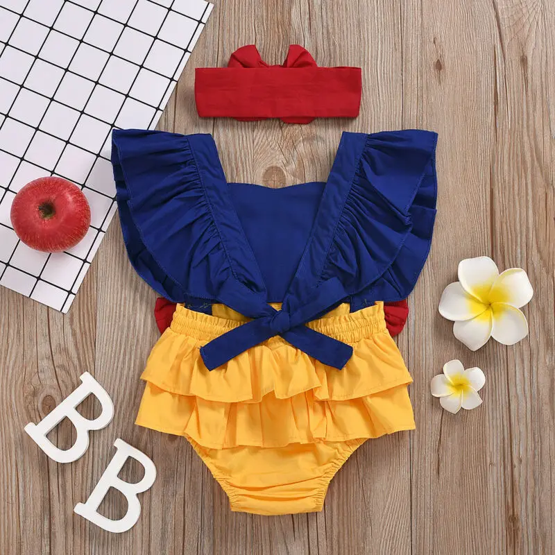 Bērnu Princese Apģērbs Zīdaiņiem Jaundzimušo Bērnu Girl Vasaras Apģērbs Bowknot Bodysuit Jumpsuit Raibs Apģērbs