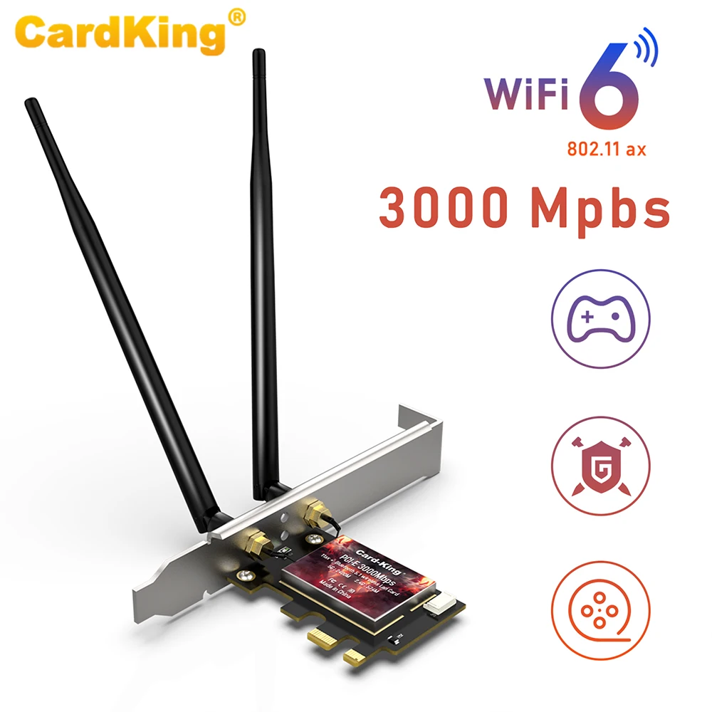 CardKing 3000Mbps WiFi Adapteris 6 PCI Express 802.11 AC/AX Intel AX200 PCIe Tīkla Karte 2.4 G/5 ghz Bluetooth 5.1 Wi-Fi Dual Band