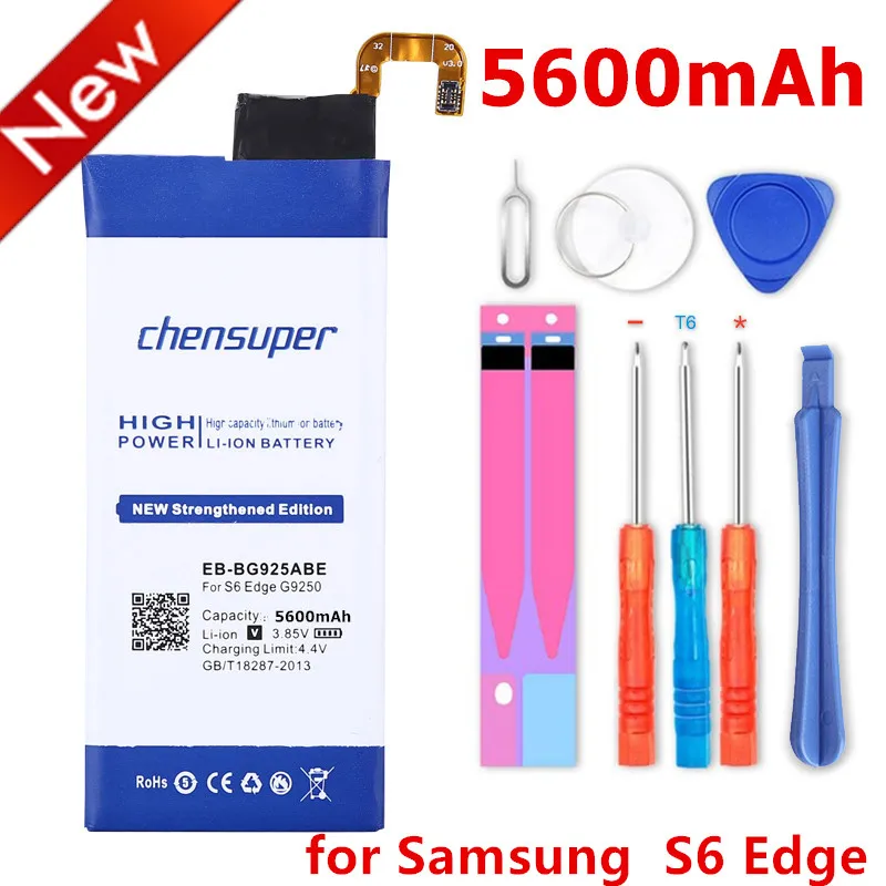 Chensuper 5600mAh EB-BG925ABE Akumulators Samsung GALAXY S6 Malas Baterijas G9250 G925F G925FQ G925S