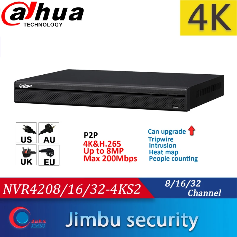 Dahua VRR 4K video recorrder NVR4208-4KS2 8CH NVR4216-4KS2 16CH NVR4232-4KS2 32CH H. 265/H. 264 līdz 8MP Izšķirtspēja