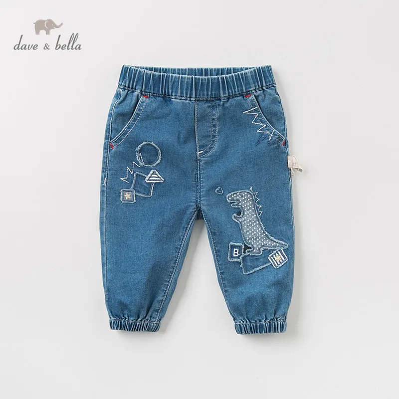 DBW10971 dave bella rudens puika modes bikses bērniem, pilna garuma cietā zīdaiņu bikses toddler džinsu bikses