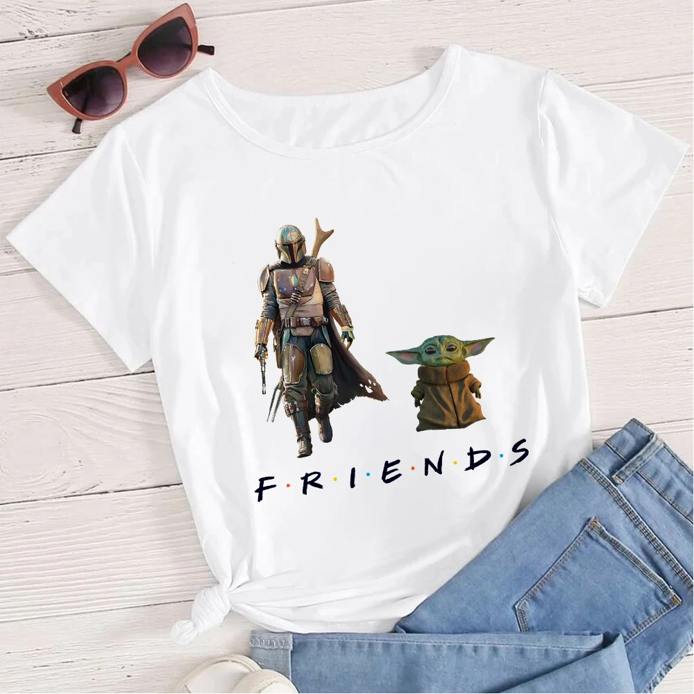 Disney Labākajiem Draugiem T Krekls Mandalorian Bērnu Yoda Sieviešu Topi Tee Vasaras Vestidos Īsām Piedurknēm Sieviešu Tshirts Atdzist Hipster