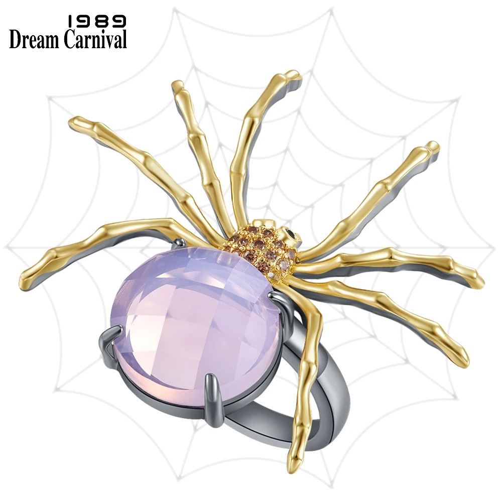 DreamCarnival1989 Eksotisko Zelta Zirnekļa Kājas Gredzeni Sievietēm Patīk Sievišķīgi Rozā Zircon Elegants Jubileju Iepazīšanās Rotaslietas WA11879