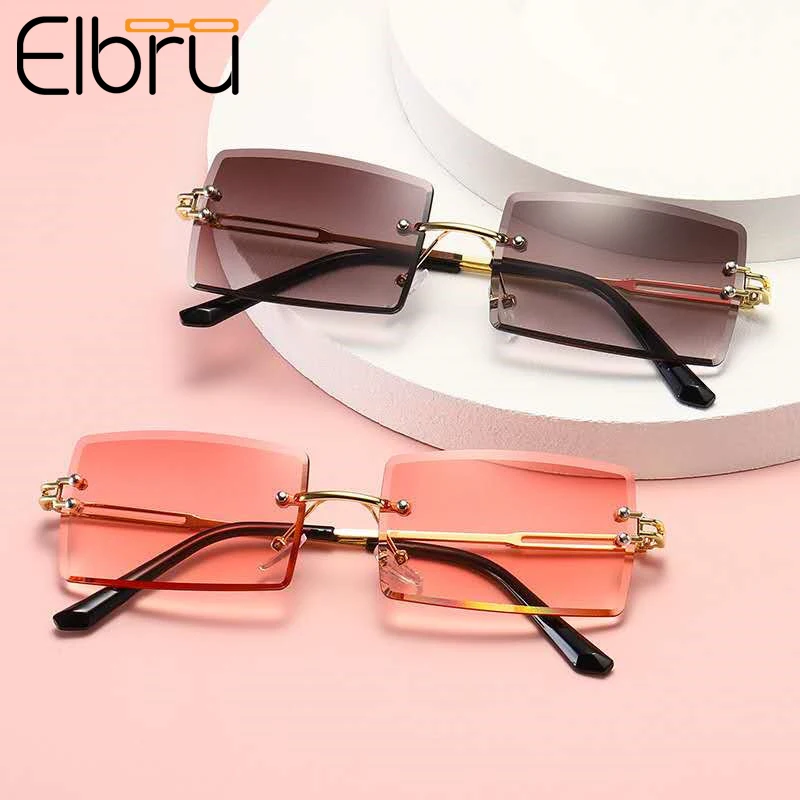 Elbru Mazs Taisnstūris Saulesbrilles Sievietēm Bez Apmales Kvadrātveida Saules Brilles Vasaras Stilā Vintage Spogulis Brilles Briļļu Ceļo