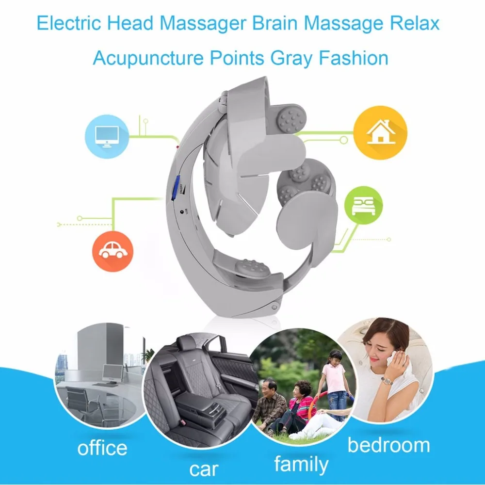 Elektriskā Galvas Massager Smadzeņu Masāža Atpūsties Modes Viegli Akupunktūras Punktus Pelēkā Mājās Atpūta Humanizēts Izstrādāt Veselības Aprūpes