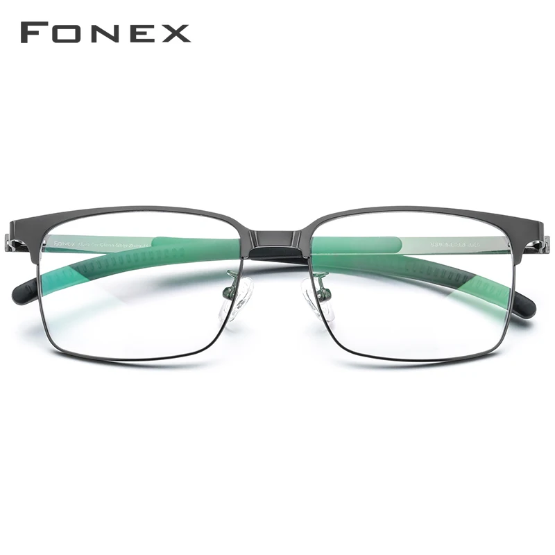 FONEX Silikona Sakausējuma Optiskās Brilles Rāmis Vīriešu Laukumā Tuvredzība Recepšu Brilles 2019 Jaunu Metāla Bezskrūvju Briļļu 989