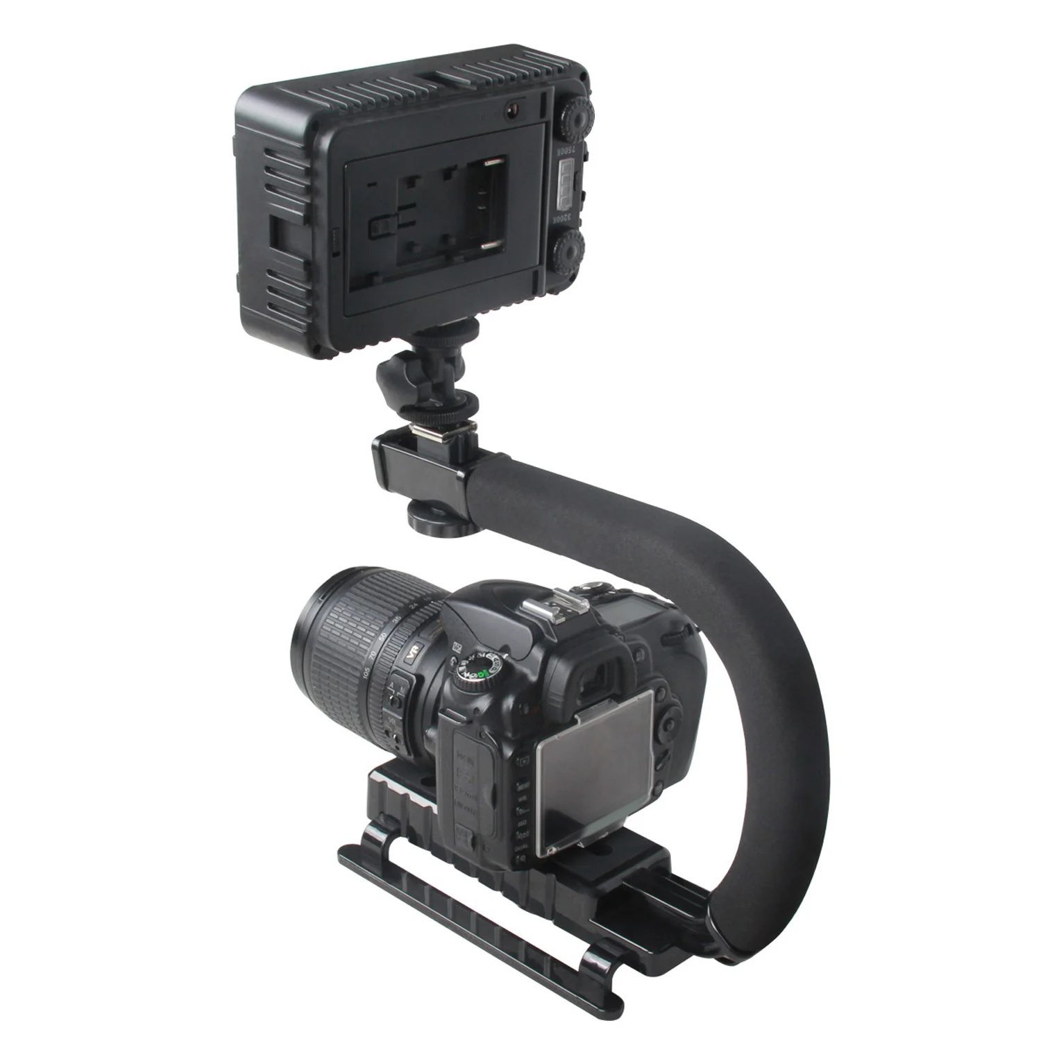 Gosear C Tipa Rokas Kameras Stabilizators Turētājs, Rokturis Flash Bracket Mount Adapter w/Karstā Kurpju Canon Nikon Sony DSLR, SLR Kameras