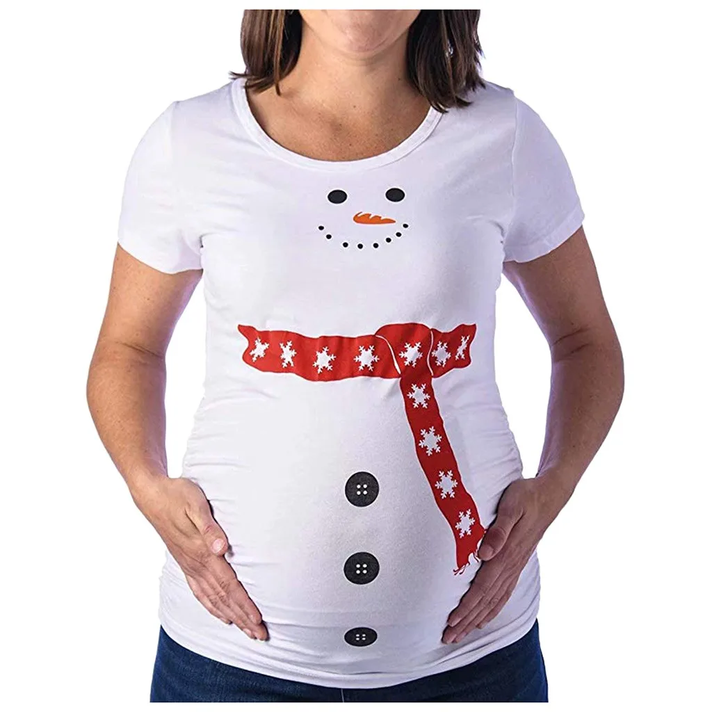 Grūtniecības un Dzemdību T Krekli, Sieviešu Cute Ziemassvētku Sniegavīrs Karikatūra Dzemdību T Krekli Grūtniecības t-veida Topi Ziemassvētki Apģērbu Plus 3XL
