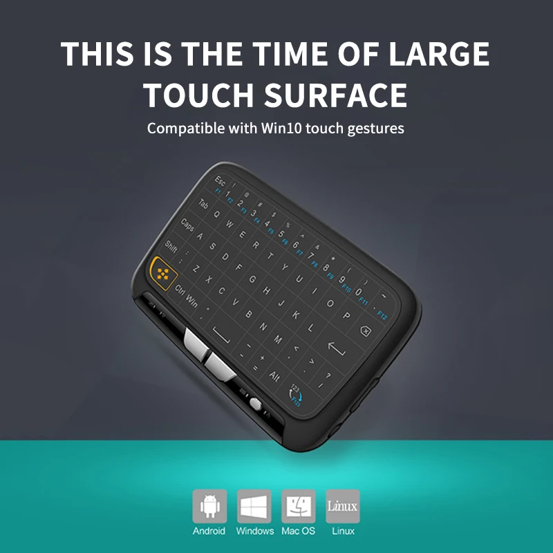 H18 Mini Bezvadu Tastatūra Full screen Touchpad 2.4 GHz ar/nav Apgaismojums, angļu Keyborad PC/Android TV box/PS3/r20