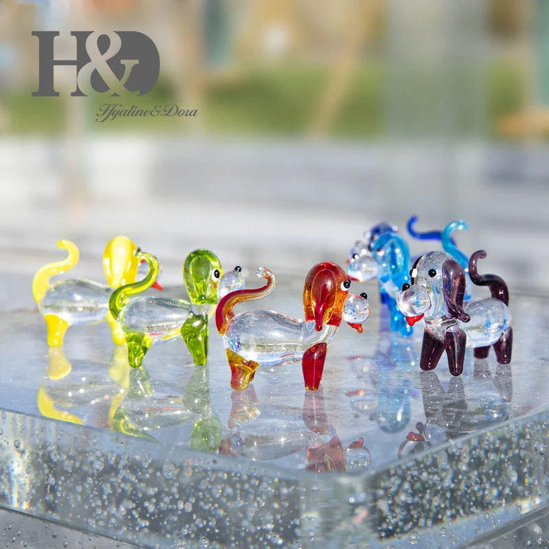H&D 6pcs Stikla Dzīvnieku Figūriņas Roku Izpūstas Mini Suņiem Mākslas Murano Stikla Stilā Kolekcionējamus Dāvanas Skulptūru Mājās, Kāzu Dekorēšana