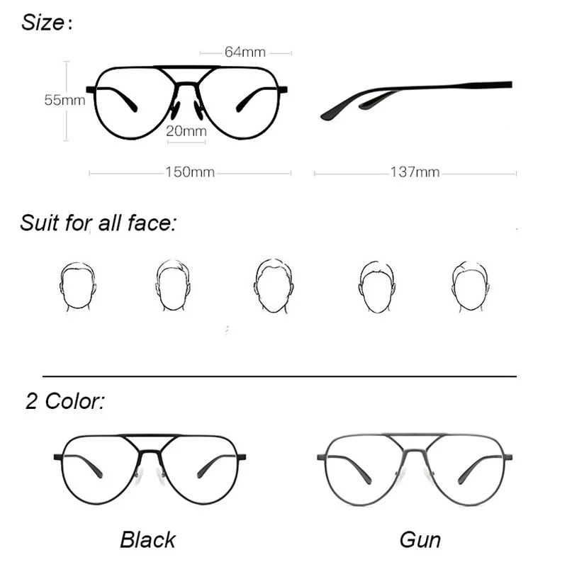 HDCRAFTER Cilvēks, Sieviešu, Recepšu Brilles Rāmis ar Skaidru Objektīvs Lielgabarīta Metāla Aizsargbrilles Datoru Brilles Tuvredzība, Optisko Briļļu