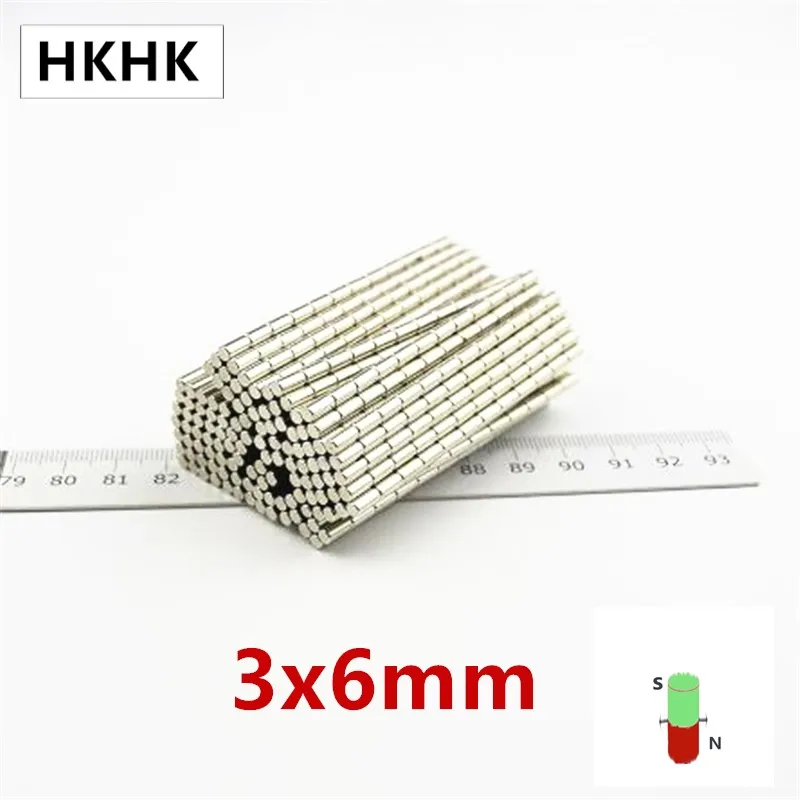 HKHK 200pcsPCS Diametrs Magnēts 3x6 mm 3mm magnēts encoder 3mm x 6mm spēcīgu magnētisko standarta 3x6 mm