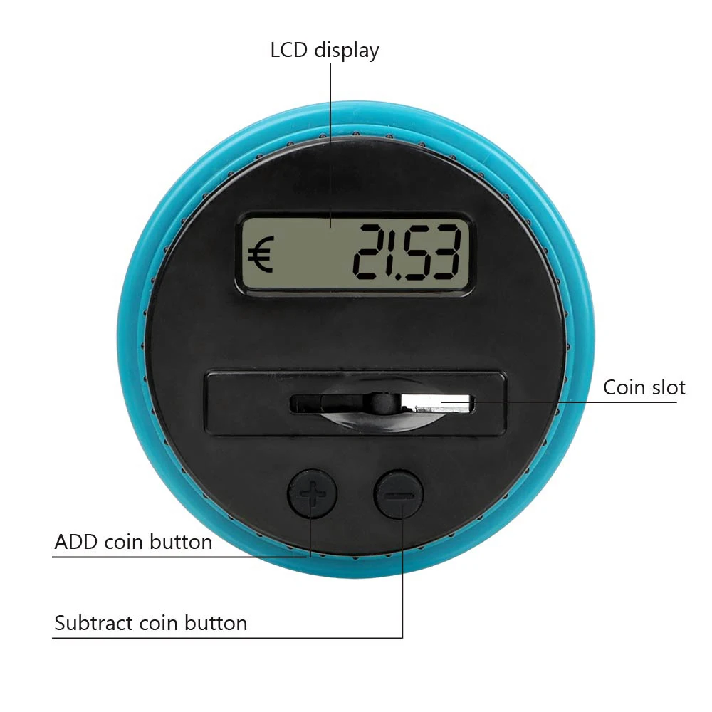 HOOMIN 1.8 L Naudas Taupīšanas Lodziņā USD EURO Ciparu LCD Ekrāns ar Automātisko Skaitītājs Akumulatora Barošanu Monētu Uzglabāšanai Jar Cūciņa Banka