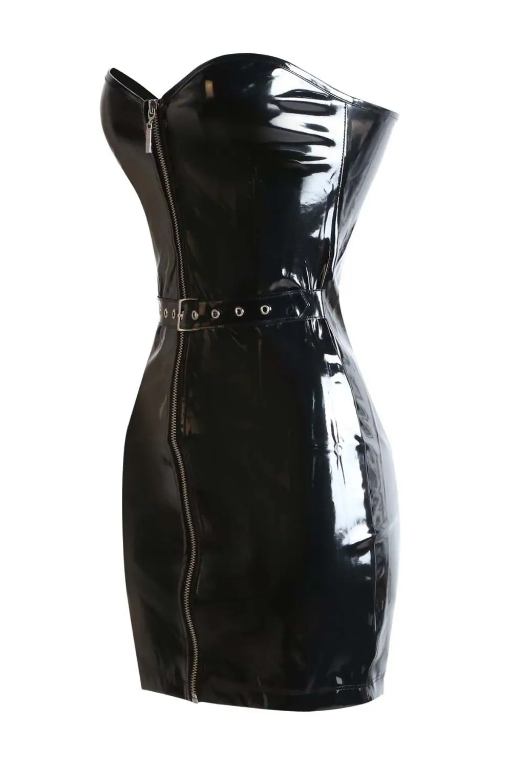 Hot Sexy Melnu Rāvējslēdzēju Mākslīgās Ādas PVC Sieviešu Kluba Kleitu 2019 Bodycon Puse Kleitas Dāmas Vestidos Tērpiem Clubwear Kostīms XXL