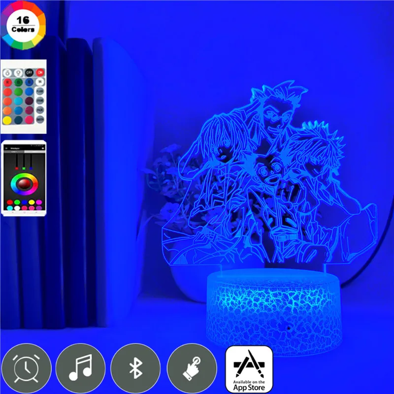 Hunter X Hunter 3D LED Nakts Gaisma Grupas Foto Anime Guļamistabas Gultas Vizuālo Mājas Apdare Galda Lampa ar Bluetooth Skaļrunis