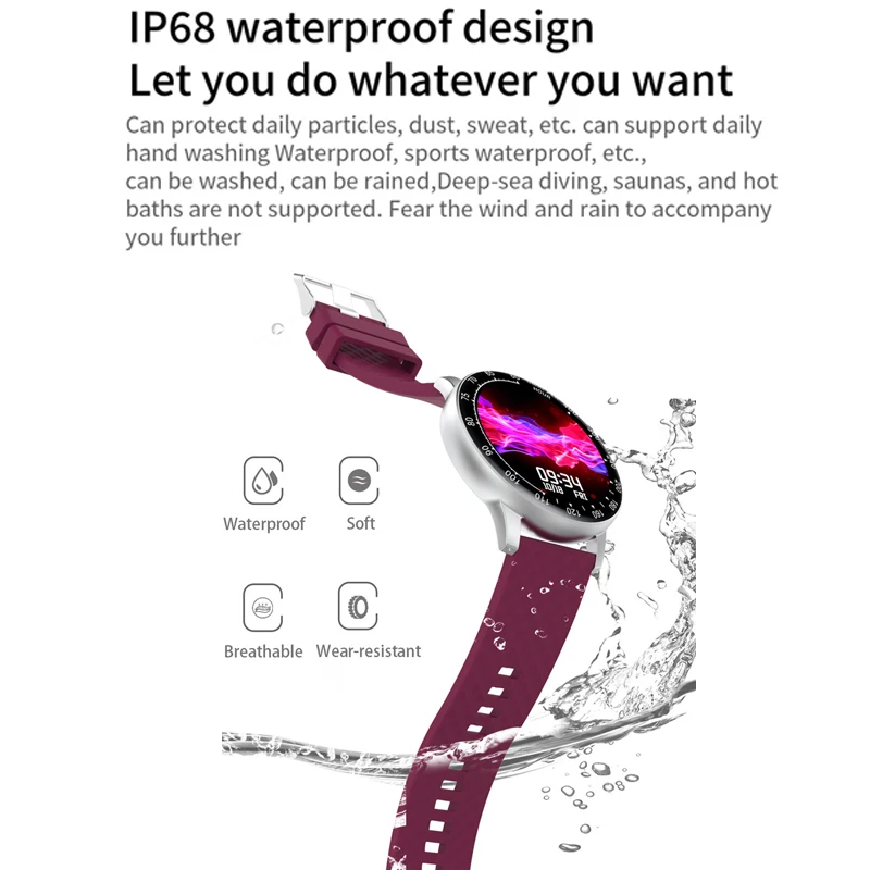 IP68 Ūdensnecaurlaidīga Smart Skatīties Vīrieši 2020. Gadam Pilnībā Touch Smartwatch Sieviešu Custom tapetes Pedometrs Fitnesa Tracker Skatīties Asins Spiediens