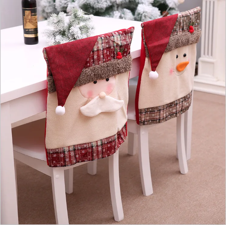 Ir 2021. Santa Claus Ziemassvētki Krēslu Segtu Mājas Dekori Ziemassvētku Rotājumi, Mājas, Biroja Sēdeklis Krēslu Pārvalki Ēdamistaba Gadījumā Ziemassvētki Piederumi