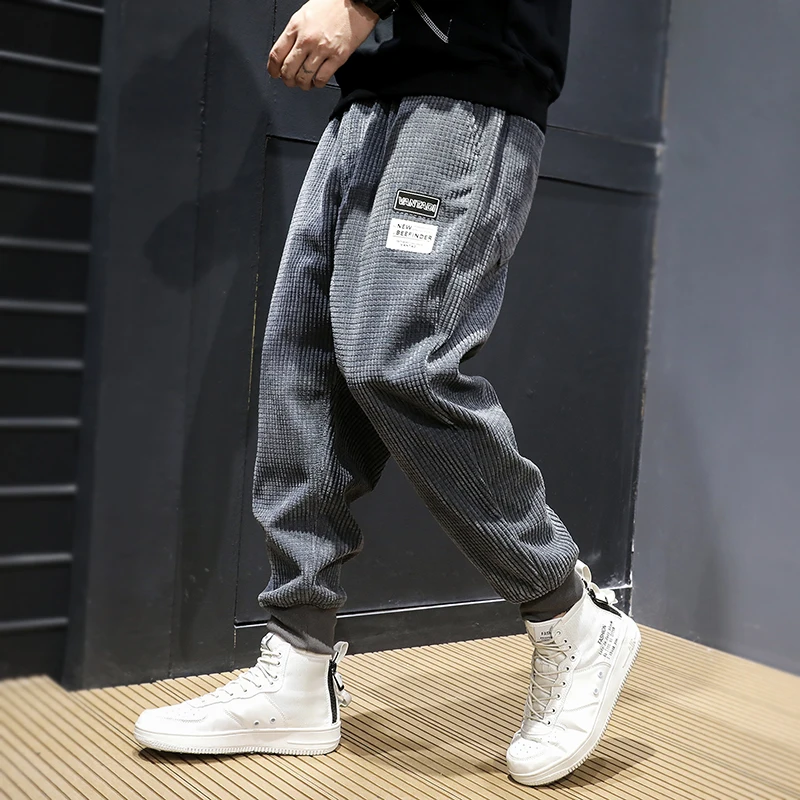 Japāņu Modes Stila Vīriešu Džinsi, Rudens Gadījuma Velveta Kravas Bikses Vīriešu Plaša Kāju Bikses Streetwear Hip Hop Joggers Bikses Homme