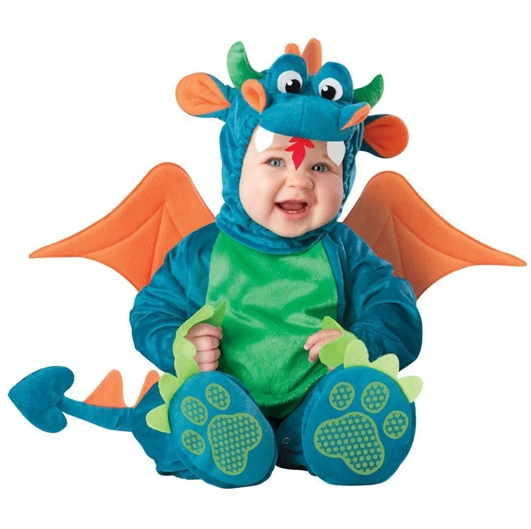 Jaunas Ielidošanas Augstas Kvalitātes Baby Zēni Meitenes Halloween Dinozaura Kostīms Romper Bērnu Apģērbu Komplekts Toddler Co-splay Triceratops