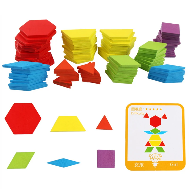 Jauns bērnu 3D puzle, tangram domāšanas mācību spēle baby 155pcs Koka Atjautības bērnu izglītojošās koka rotaļlietas