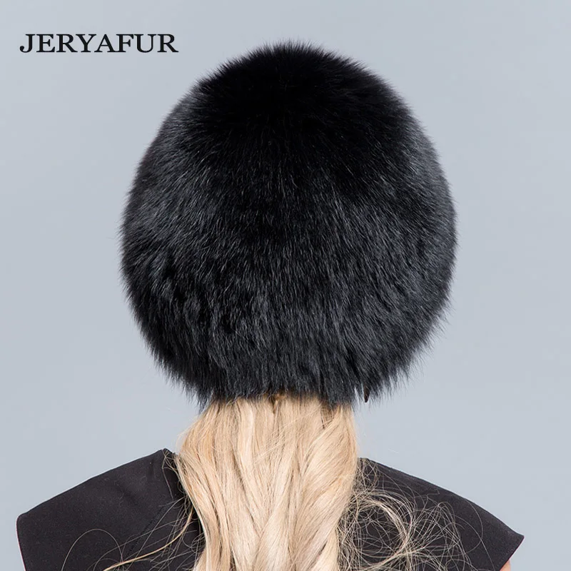 JERYAFUR JAUNAIS krievijas bomer cepures sieviešu ziemas kažokādas cepuri īstas lapsas kažokādas cepures adītas silver fox kažokādu cepures sieviešu