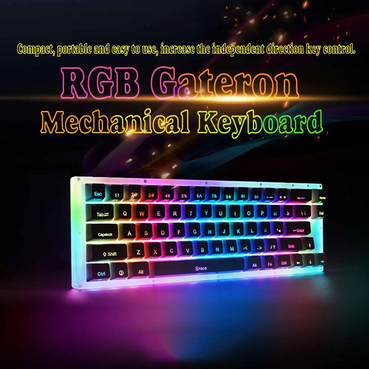 K66 Mechanical Gaming Keyboard Tyce-C Vadu RGB Backlit Gateron Slēdzi, Mehānisku Tastatūru Kristālisko pamatu PC Klēpjdators