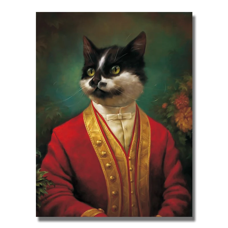 Karikatūra Portrets Kardināls Kaķis Vintage Audekla Gleznu Plakātu Izdrukas Quadros Sienas Mākslas Ainu, Viesistaba, Mājas Dekoru Cuadros