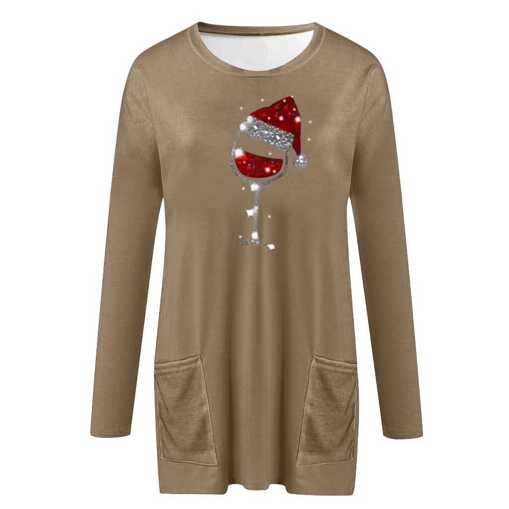 Karstā pārdošanas grafiskais t krekli, Sieviešu Ziemassvētku Drukāt garām piedurknēm apģērbs Gadījuma топ ropa mujer verano 