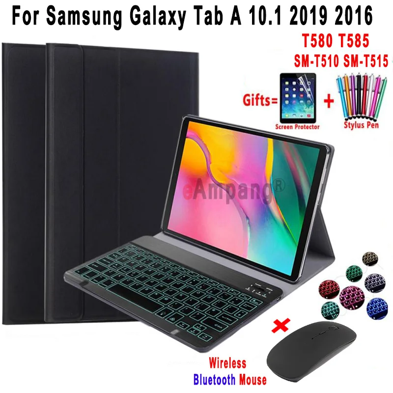 Klaviatūras apgaismojums Gadījumā, ja, Izmantojot Bezvadu Peli, Lai Samsung Galaxy Tab 10.1 2016 2019 SM-T510 SM-T515 T580 T585 Pelēm Vāciņu