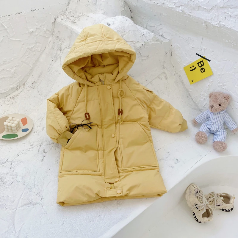 Krievijas Ziemas dūnu Jaka Meitenēm un Zēniem Drēbes Vidēja Garuma Ūdensizturīgs Kapuci Silts Snowsuit Segas Bērniem