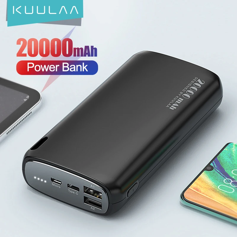 KUULAA Power Bank 20000mAh Portatīvo Uzlādes Poverbank Mobilo Tālruni un Ārējo Akumulatoru Lādētāju Powerbank 20000 mAh, lai Xiaomi Mi