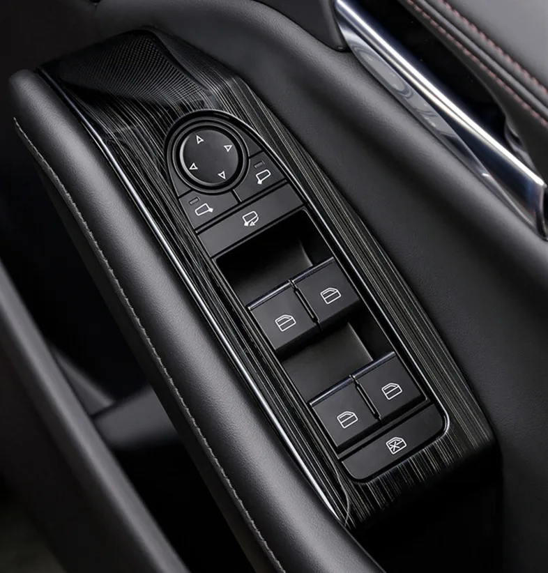 Labo roku disku Piederumi Mazda 3 Axela Logu Elkoņbalsti Panelis no Nerūsējoša tērauda Decoraton Interjera Vāciņš Melns