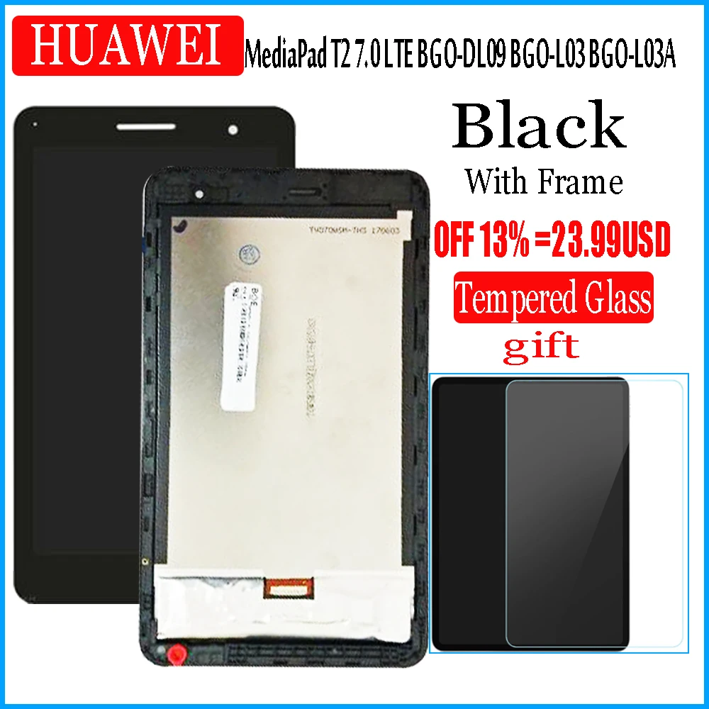 LCD un sazināties Huawei MediaPad T2 7.0 LTE BGO-DL09 BGO-L03 BGO-L03A Touch Screen withLCD Displejs Digitizer Montāža